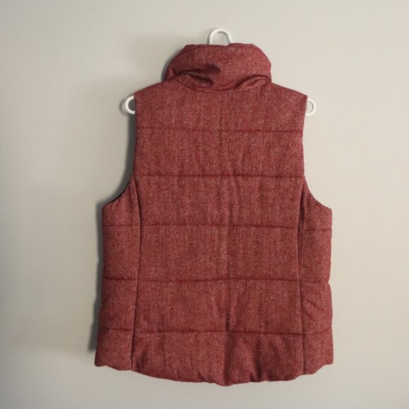 Old Navy Women's Large Pink Sleeveless Tweed Fleece‎ Lined Puffer Jacket Vest - Picture 2 of 11